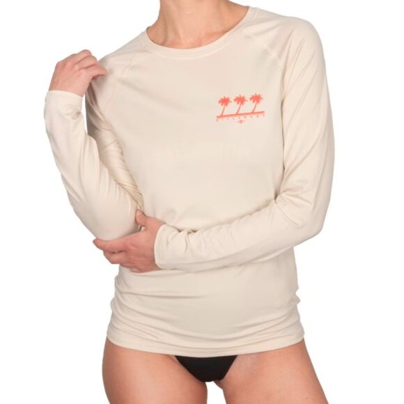 NWT Billabong SZ Large Off-White Beach Babe Long Sleeve Rashguard Top $50 - Picture 2 of 3